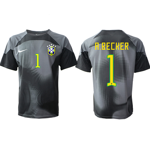 Camisa de time de futebol Brasil Alisson Becker #1 Goleiro Replicas 1º Equipamento Mundo 2022 Manga Curta